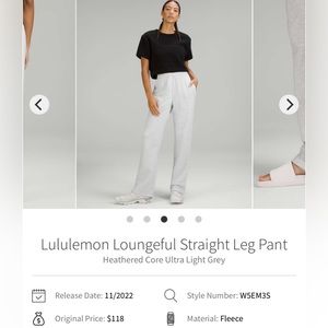 Lululemon Loungeful straight leg pant heathered grey